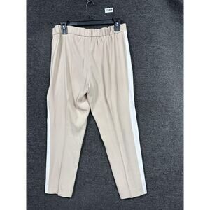 Babaton Pants Womens 6 Beige Crepe Tapered Side Stripe Elastic Waist Pull On